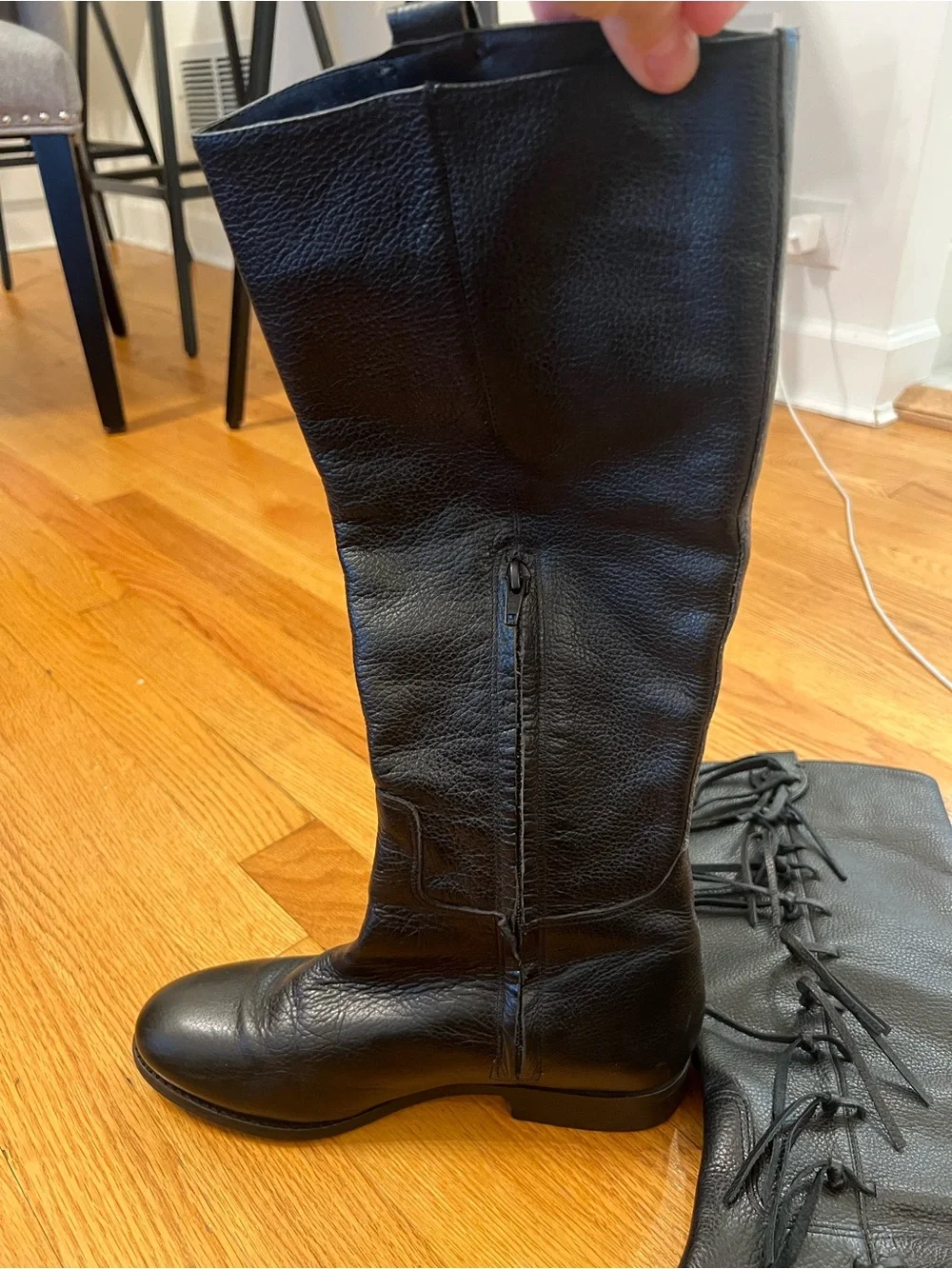 Matisse Ramsey leather fringe Riding Boots Black made in Brazil